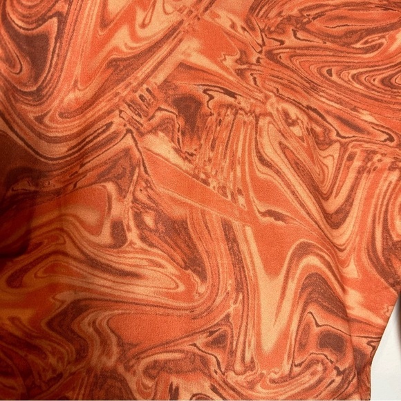 Shein Marble Swirl Print 70’s Retro Long Sleeve Tie Front Ultra Crop Top - Picture 2 of 8